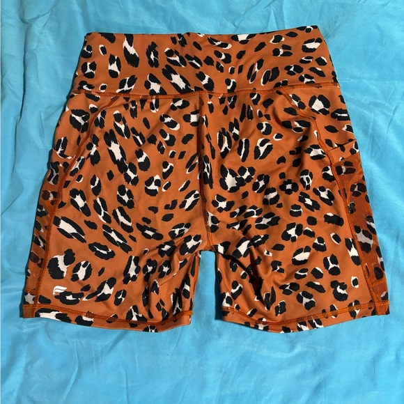 Fabletics Orange Leopard Print Athletic Shorts - Picture 2 of 7